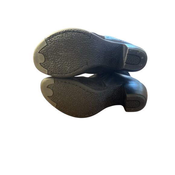 Women 40 Fly London Black Leather Knee-High Heeled Boots Brushed Suede - Picture 6 of 9